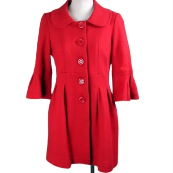 Forever 21 Coat, Knit Spring Jacket Bell Sleeve, Cherry Red szM - Picture 1 of 10